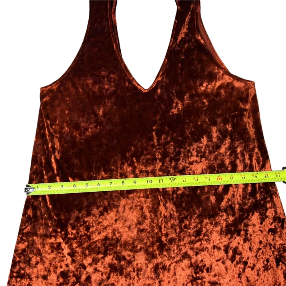 Show Me Your Mumu Mini Velvet Dress Friday Choker Copper Crush Stretch Size M - Picture 9 of 11